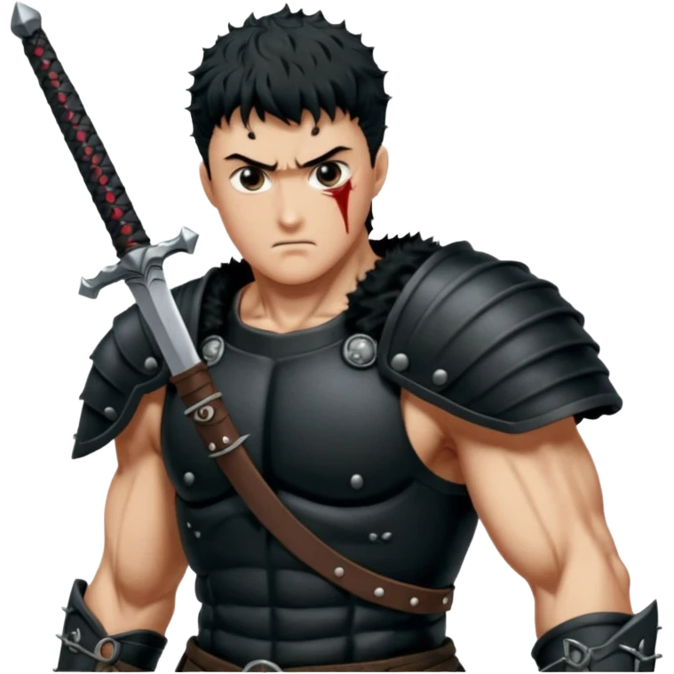 Guts del manga de berserk con su estilo característio emoji