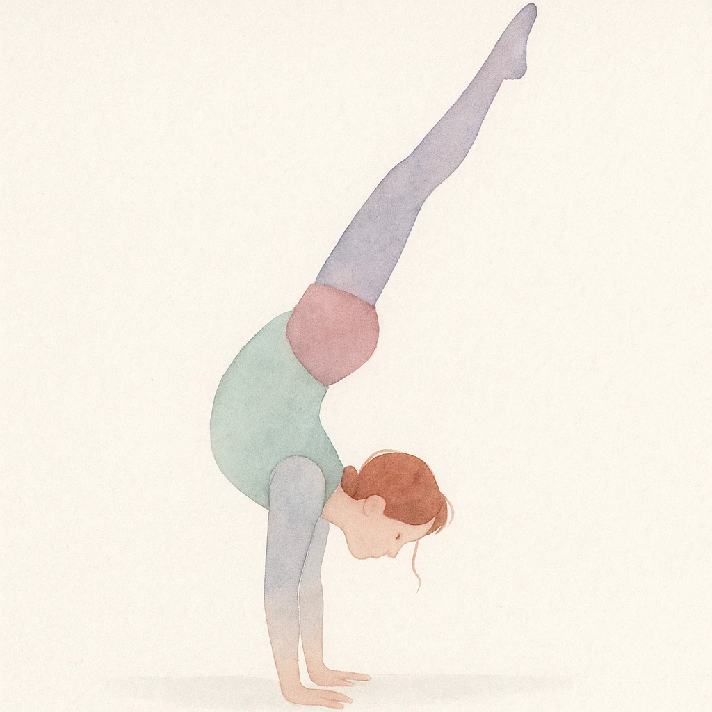 girl doing a handstand, watercolor illustration emoji