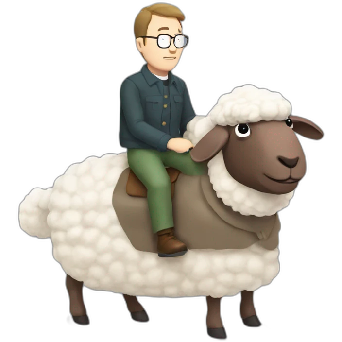 Mister garrison south park riding on a huge sheep emoji