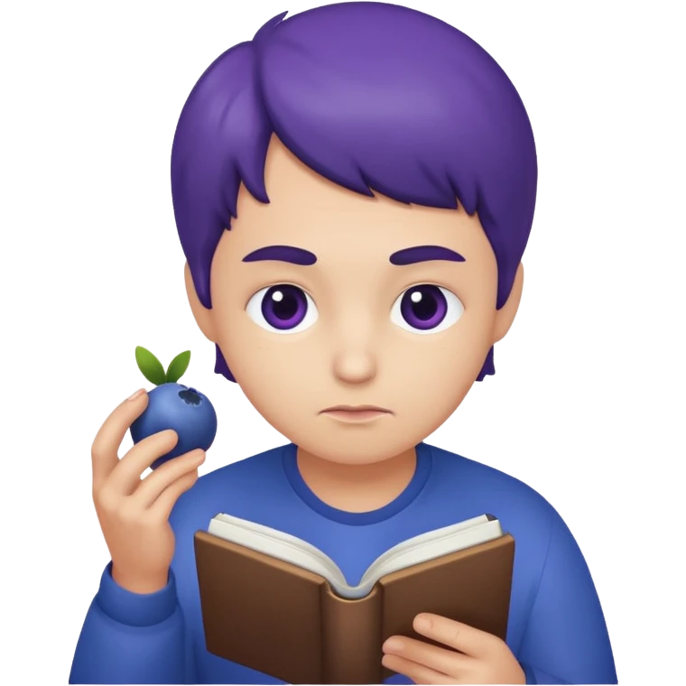 Arándano concentrado leyendo fruta emoji