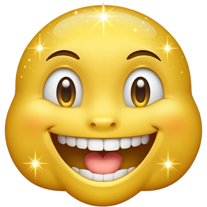 Smily face with teeth and sparkles around it emoji