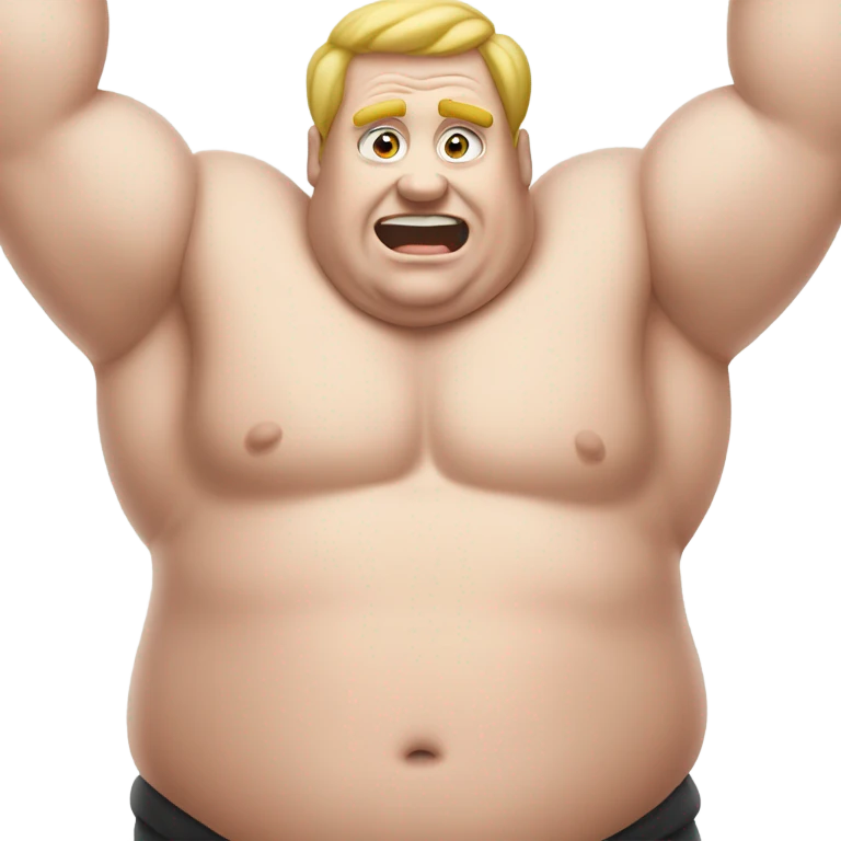 fat white guy shirtless doing pull ups emoji