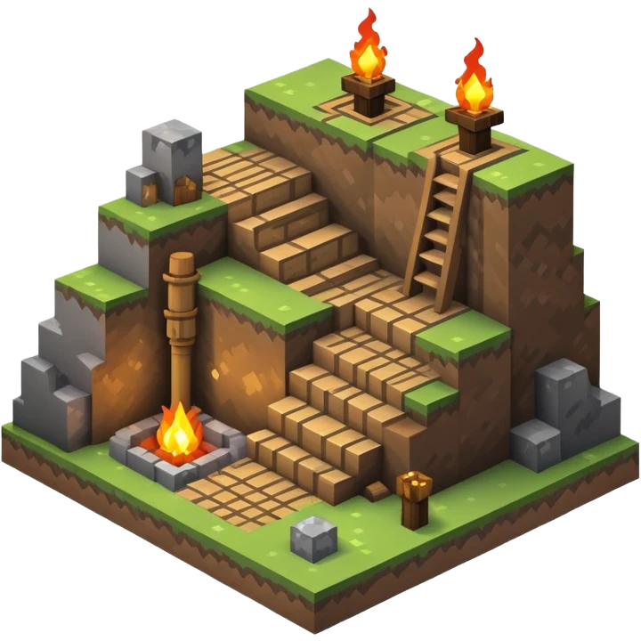 isometric Minecraft mineshaft emoji