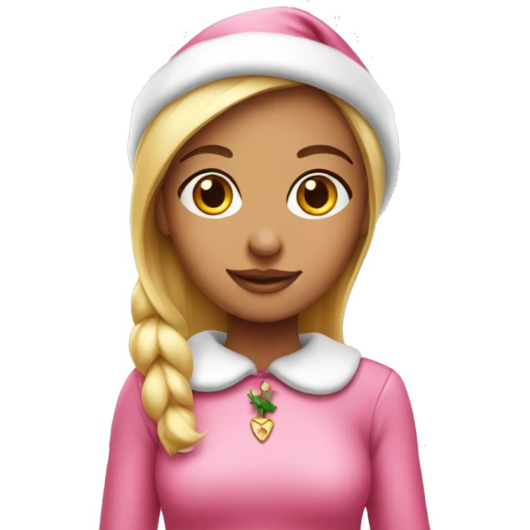classic girl Pink Christmas elf emoji