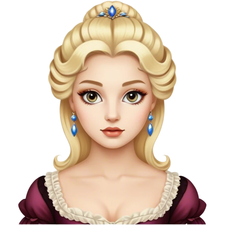blonde model, 18th century style, luxury makeup emoji