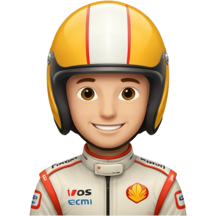 Male F1 racer, helmet on, racing suit emoji