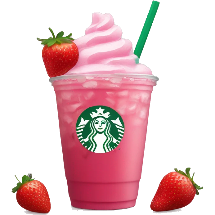 Starbucks pink drink with strawberries and ice emoji