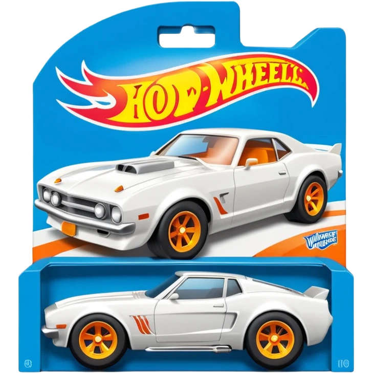 Машинка HotWheels белого цвета в классической упаковке HotWheels. emoji