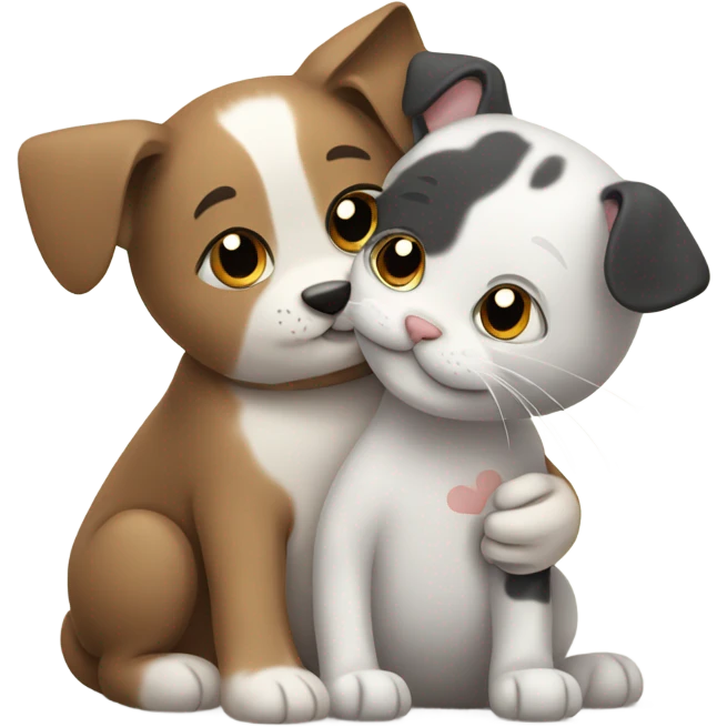 a dog hugs the cat emoji