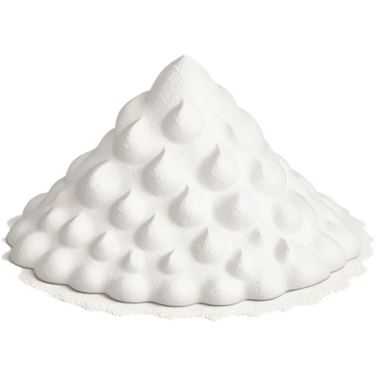heap of baking powder, fine white, fluffy and dry, uneven surface, a few scattered specks, 3D clean style, no faces or extra elements, transparent background, optimized for emoji size emoji