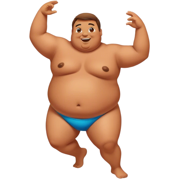 Fat shirtless man dancing  emoji