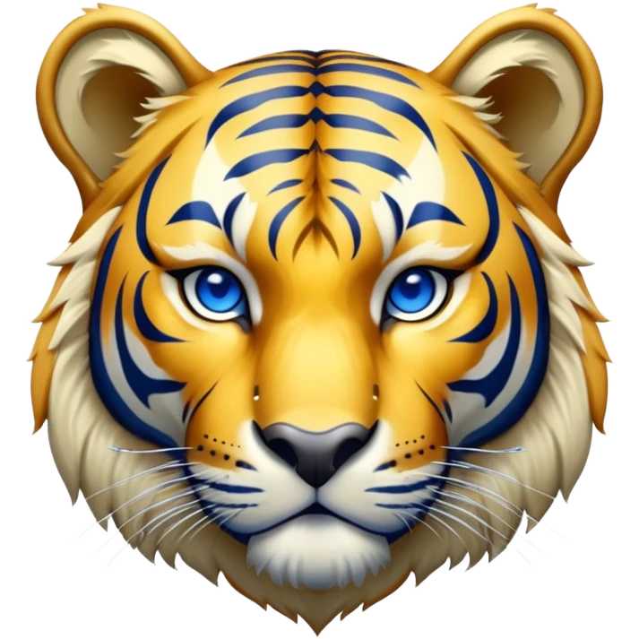 a golden fur tiger with blue stripes  emoji