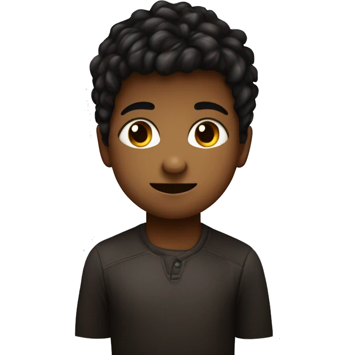 un niño tes trigueña con pelo liso y cafe oscuro con ojos negros emoji