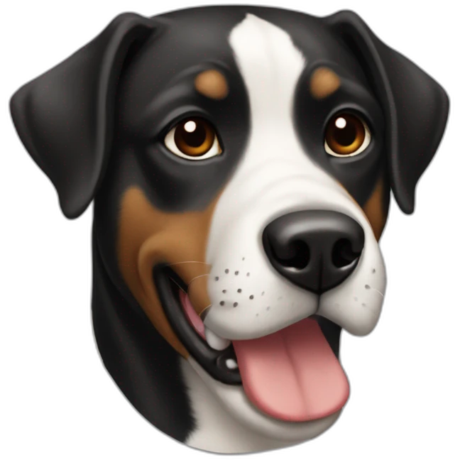 Black american stanford dog  with white chest emoji