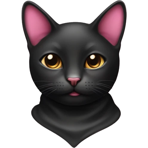 Gato negro con moño rosa en el cuello  emoji