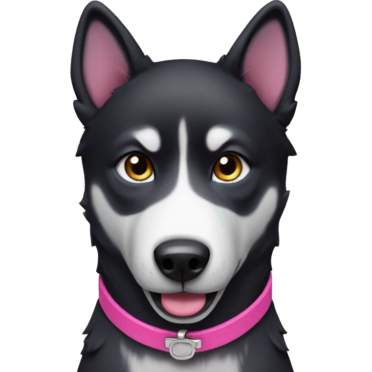 black husky with pink collar emoji