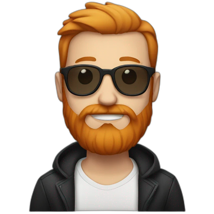 White man with dark glasses, a ginger beard and septum piercing emoji