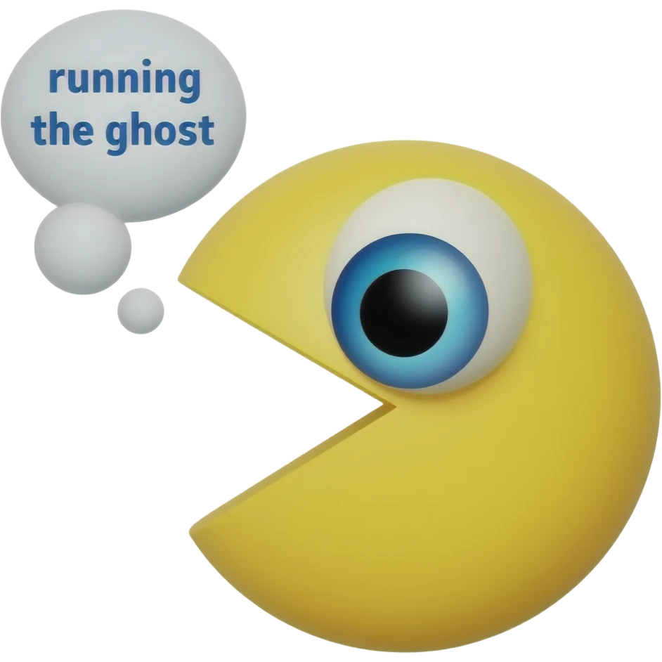 Pac man character saying "running the ghost" emoji