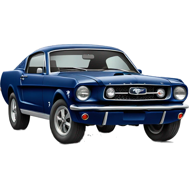 Old Ford mustang in dark blue emoji