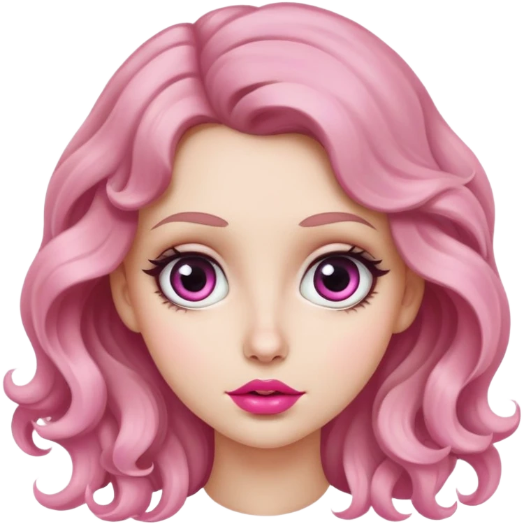 chica ondulada blanca labios rosas ojos grandes y nariz grande emoji