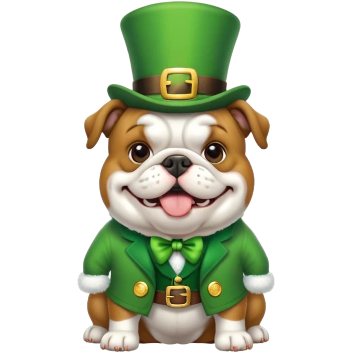 Bulldog in leprechaun outfit emoji