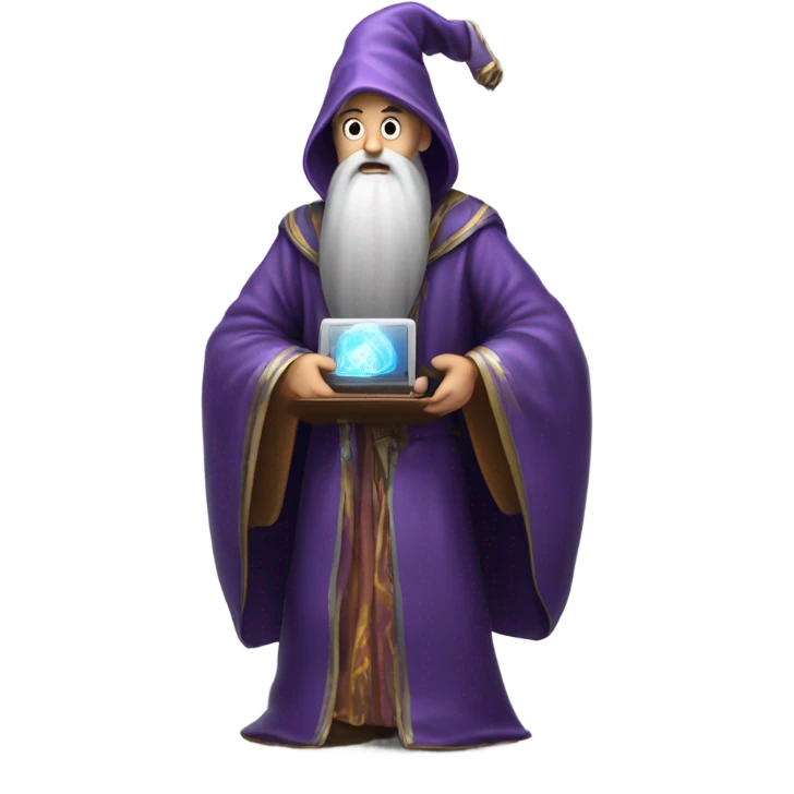 wizard holding  hard disk emoji