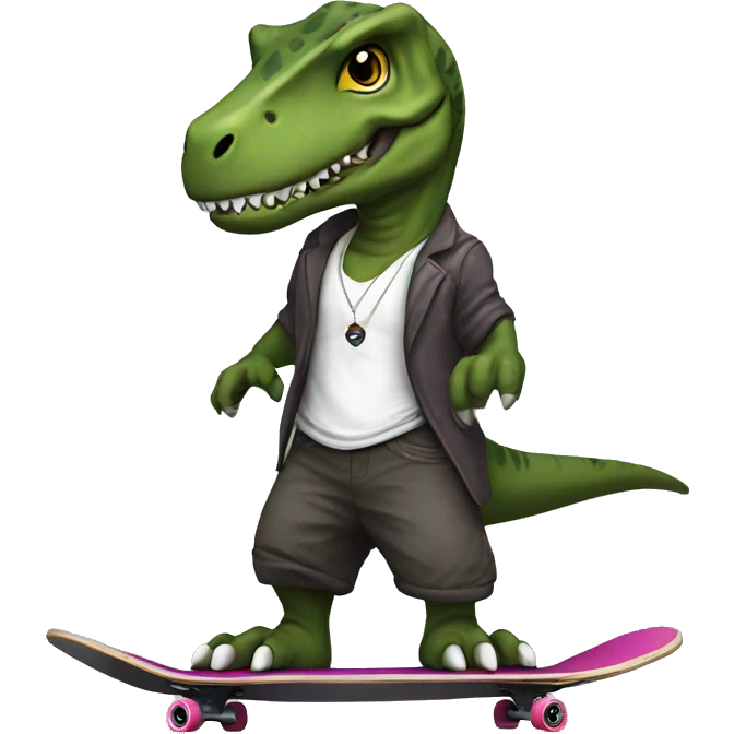I wanna create a T-Rex on a skateboard with a Jujutsu outfit emoji