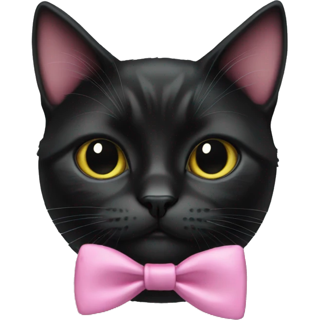 black cat with pink bow tie emoji