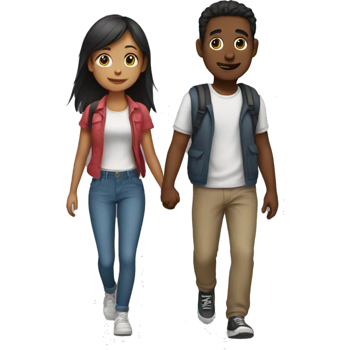 girl and a guy walking together emoji