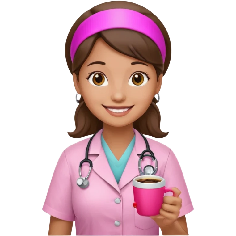 Nurse emojis coffee, stethoscope pink themed emoji