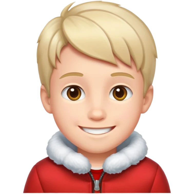 smiling boy in red jacket Christmas  emoji