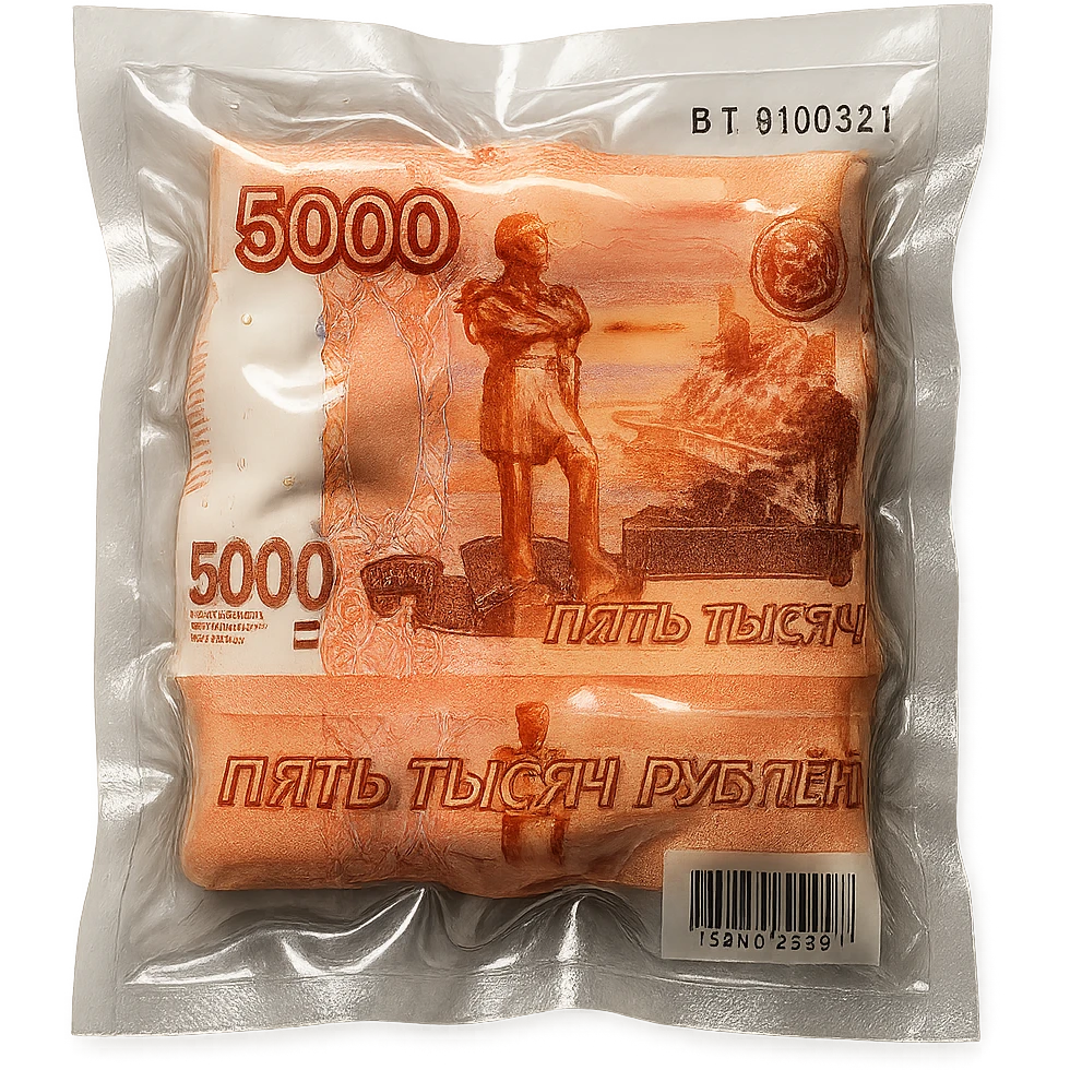 5000 Russian ruble banknote, glossy and puffy, vacuum-sealed style emoji