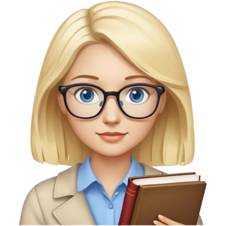 very blonde hair blue eyes teacher female holding books emoji