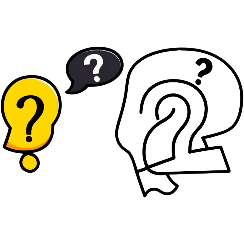 cute thinking character with question marks emoji