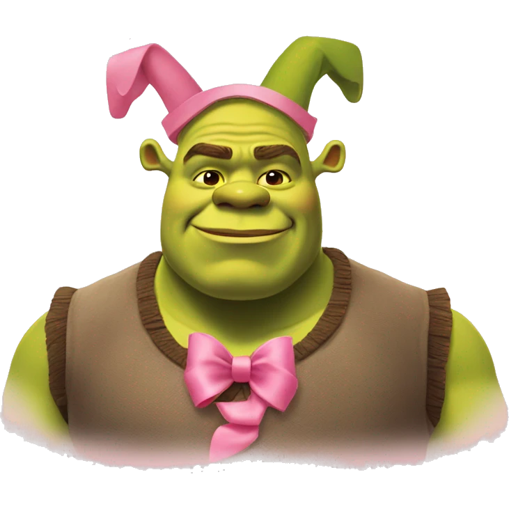 Shrek with pink bow on head emoji