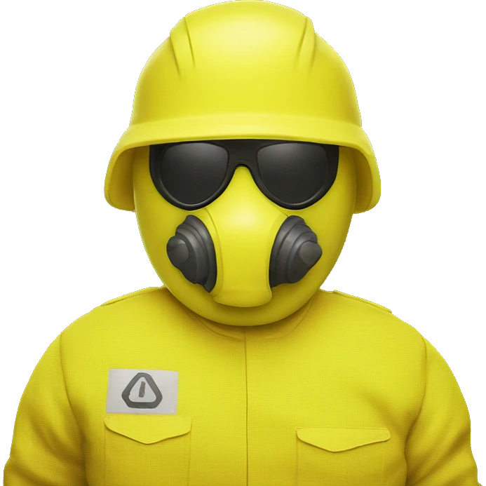 backroomss yellow hazmat with saluting face emoji