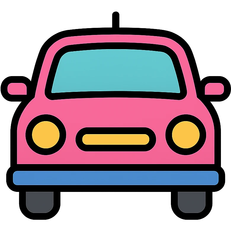 pink car icon with color outline emoji