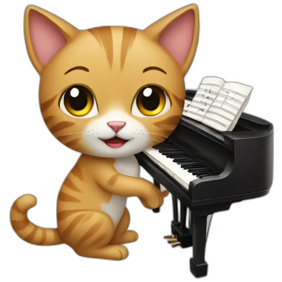 cat playing piano emoji