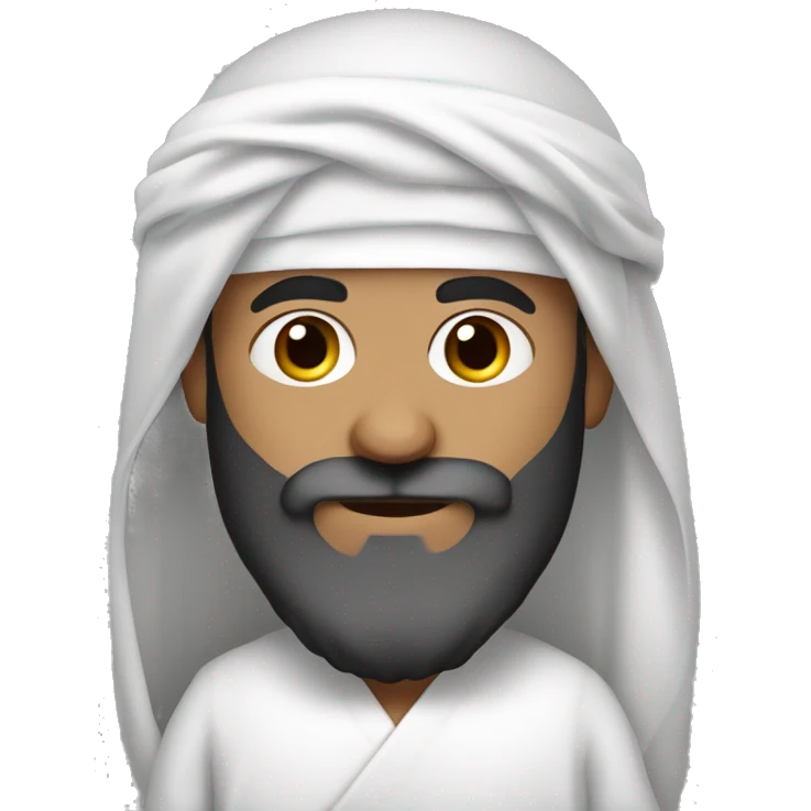 front view of one bearded muslim man in a white thobe and a shemagh. emoji