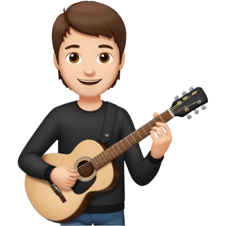 white Guy with brown  playing a black guitar emoji