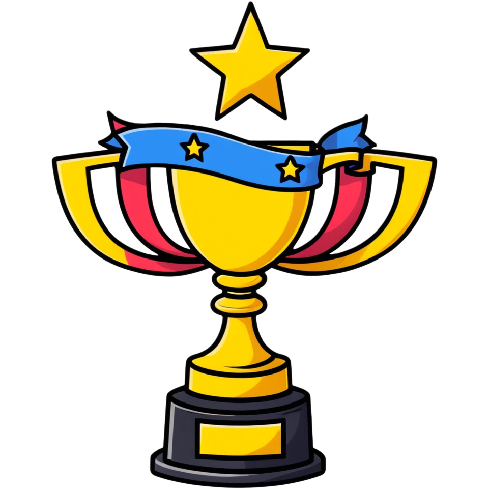 achievement trophy celebration with stars and ribbons emoji