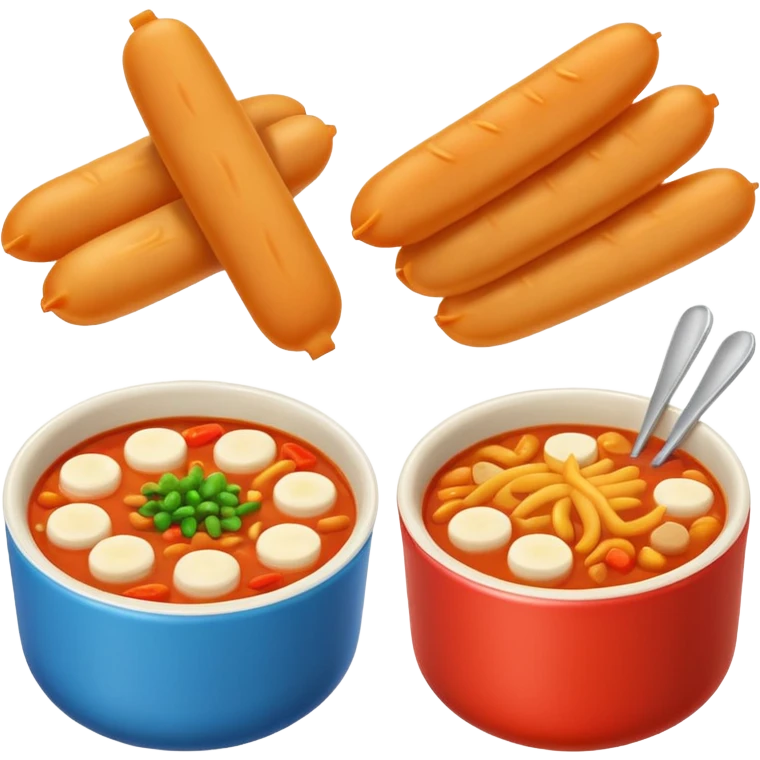 붕어빵, 오뎅, 떡볶이, 콜팝이 함께 있는 이모지 emoji