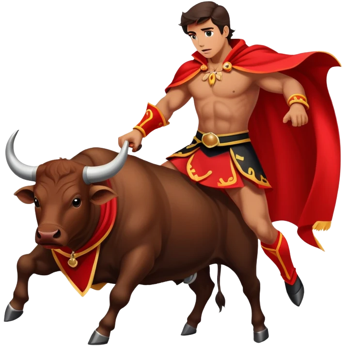 matador with red cape facing a charging bull emoji