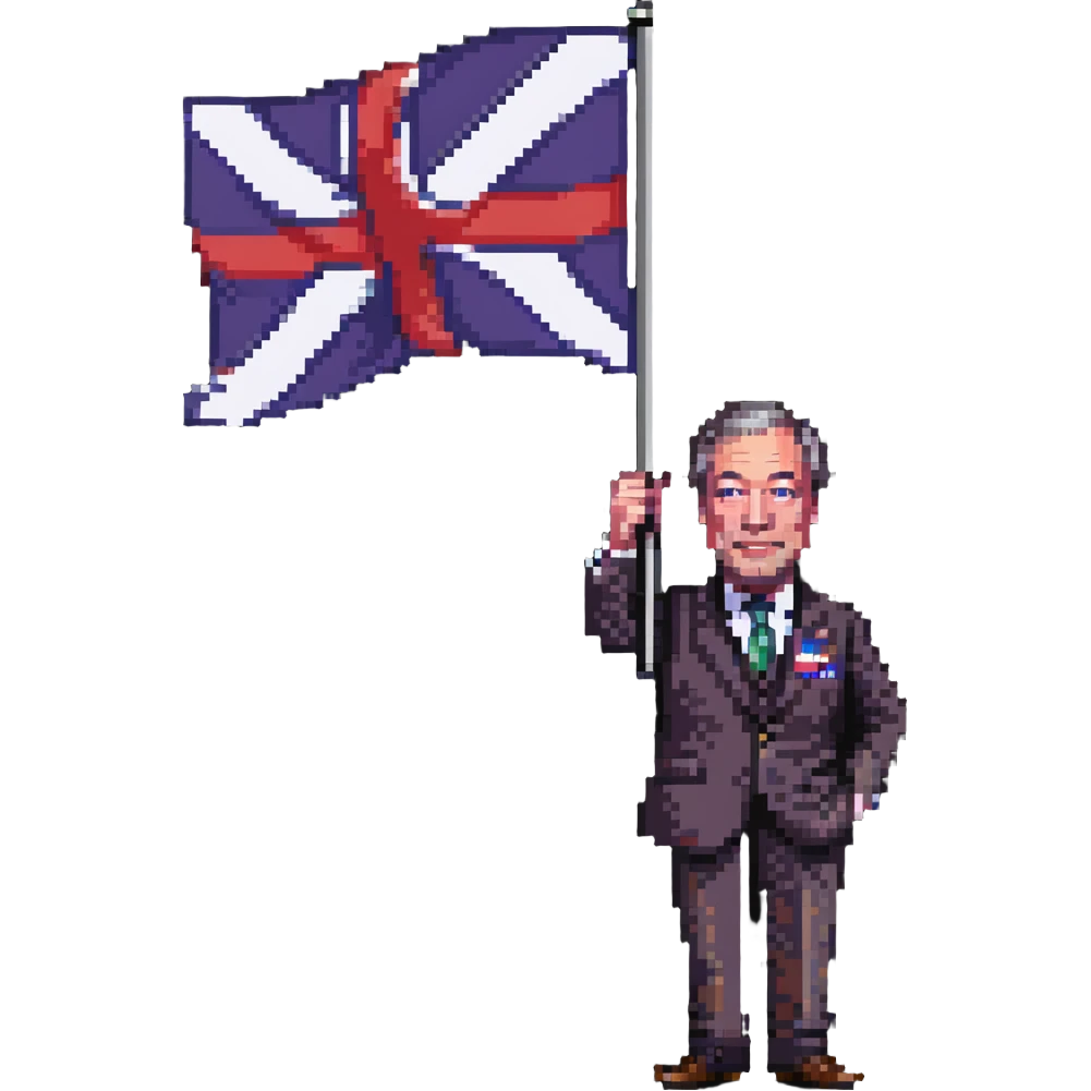 Nigel Farage waving a flag emoji