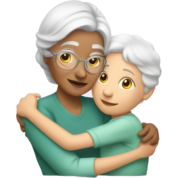 Grandma huggings with a girl emoji