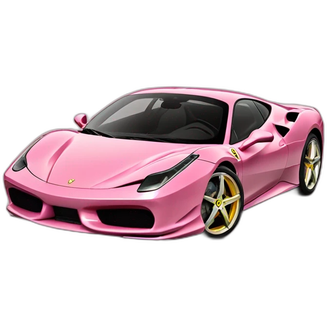 Ferrari de couleur rose avec des ronds jaunes emoji