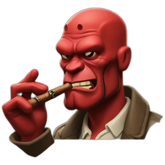 Hellboy smoking a cigar emoji