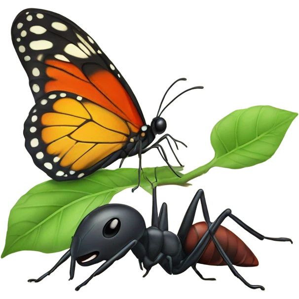 Butterfly and ant kissing emoji