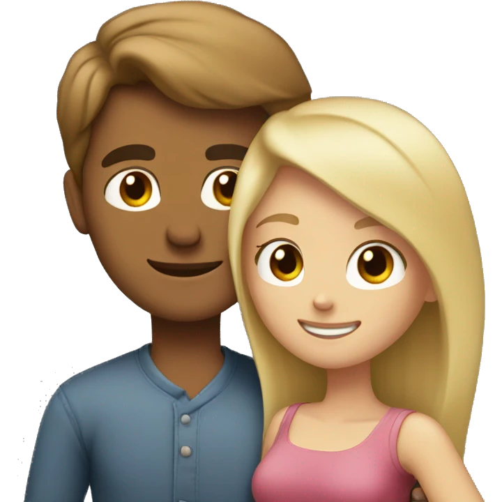 A brown-haired guy hugs a blonde girl emoji