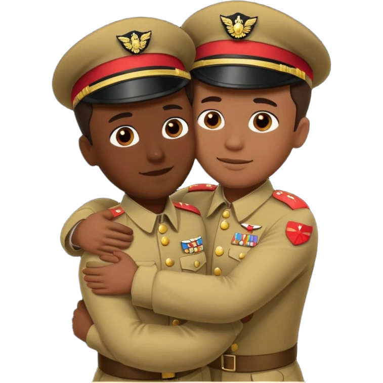 dos soldados dando es un abrazo de solidaridad de fraternidad emoji